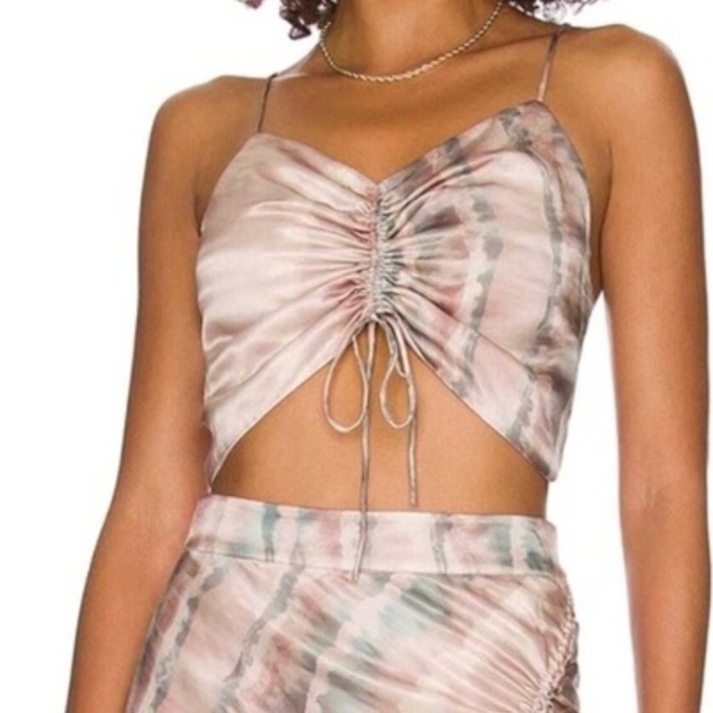 AllSaints Alexia Marea Top Sz 12 Pink Tie Dye Silk Ethereal Fairycore Indie 90s